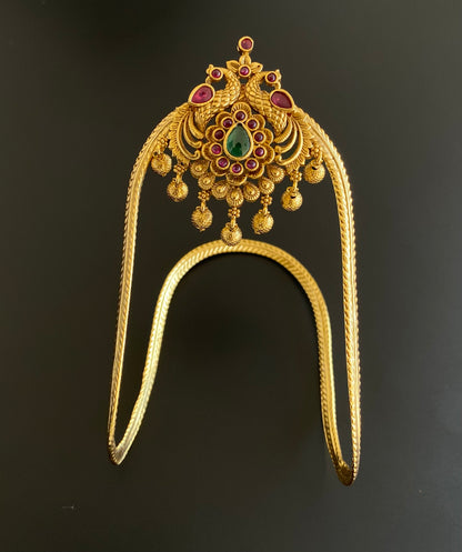 Antique gold tone cz ruby-green peacock vanki/bajuband dj-52746