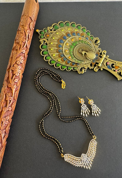 Two tone cz white stone 18 inches mangalsutra set dj-52067