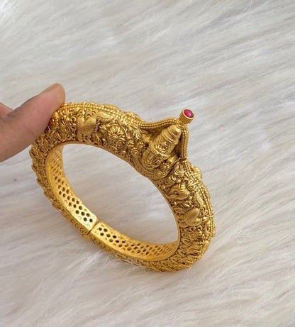 Antique gold tone pink stone shri  thirumal screw type kada(2.8) dj-54705