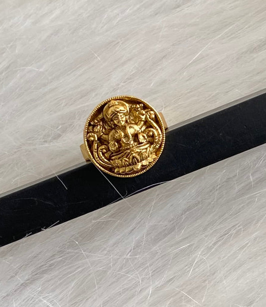 Antique gold tone lakshmi finger ring dj-54333