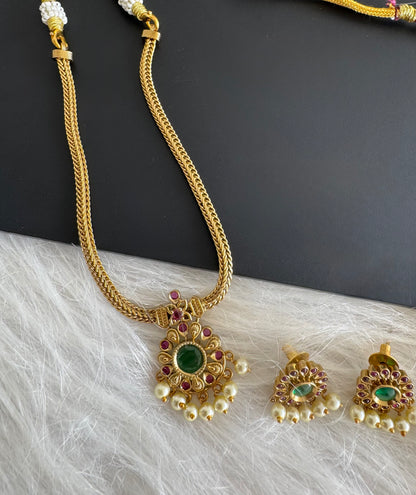 Antique gold tone kemp green stone necklace set dj-51212