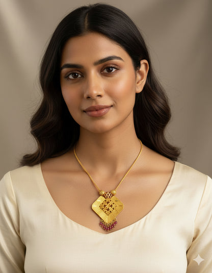 Gold tone pink stone flower kodi necklace dj-51683