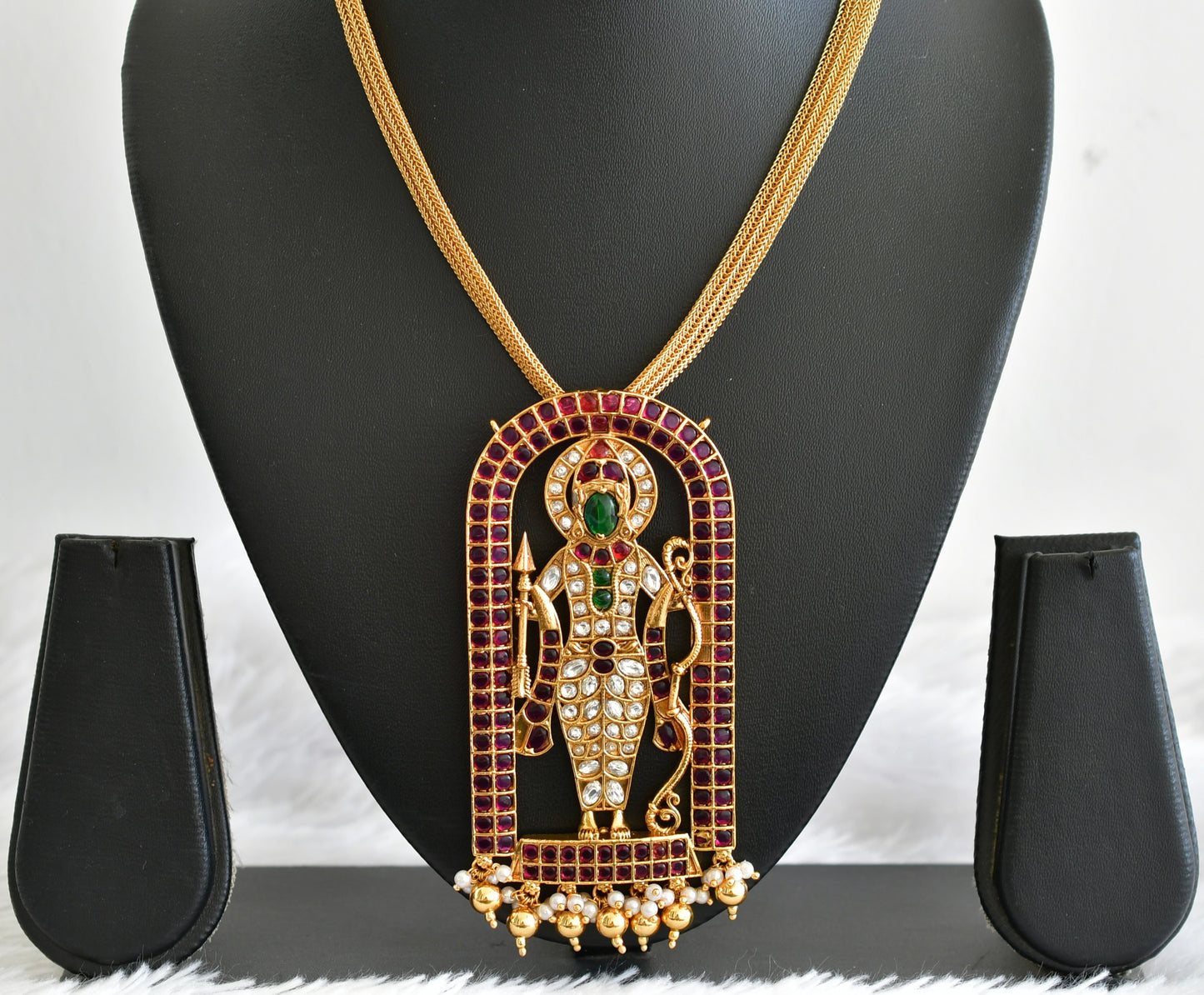 Matte finish kemp-green-white big Ramlalla pendant necklace dj-51810