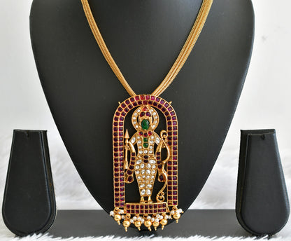Matte finish kemp-green-white big Ramlalla pendant necklace dj-51810
