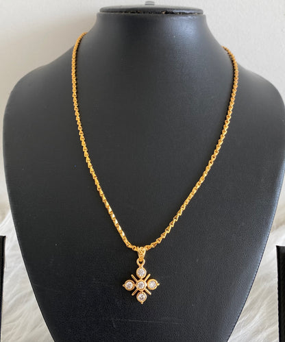 Gold tone 18 inches chain with white stone pendant dj-53860