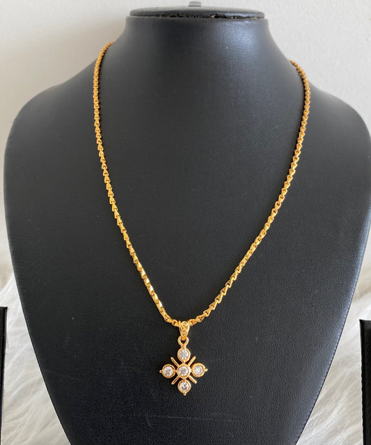 Gold tone 18 inches chain with white stone pendant dj-53860