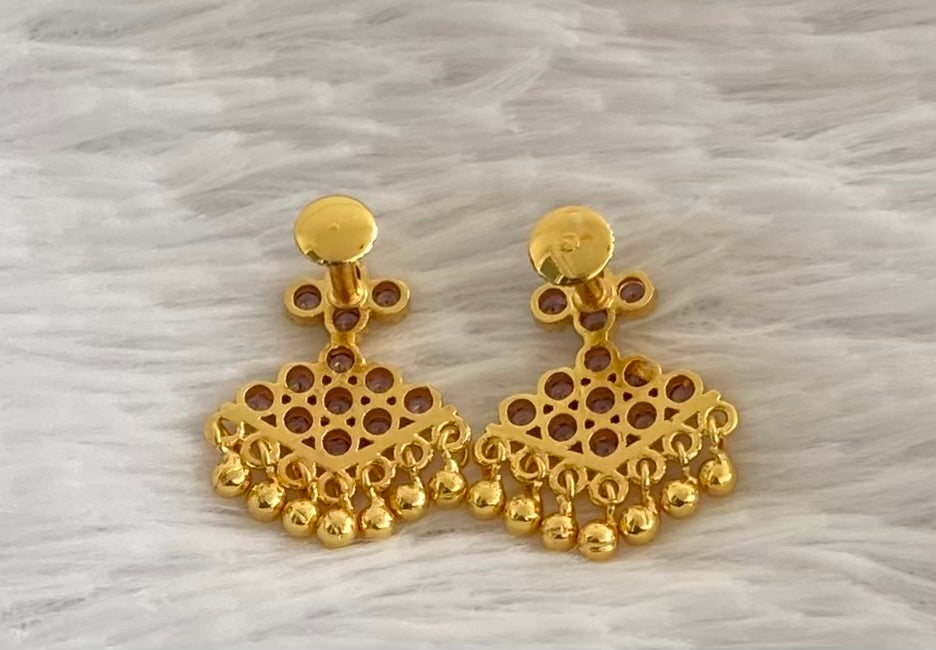Gold tone purple stone pathakkam earrings dj-44897