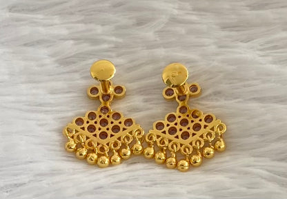 Gold tone purple stone pathakkam earrings dj-44897
