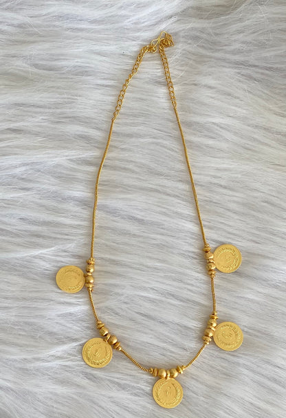 Gold tone pink stone lakshmi coin necklace dj-54147