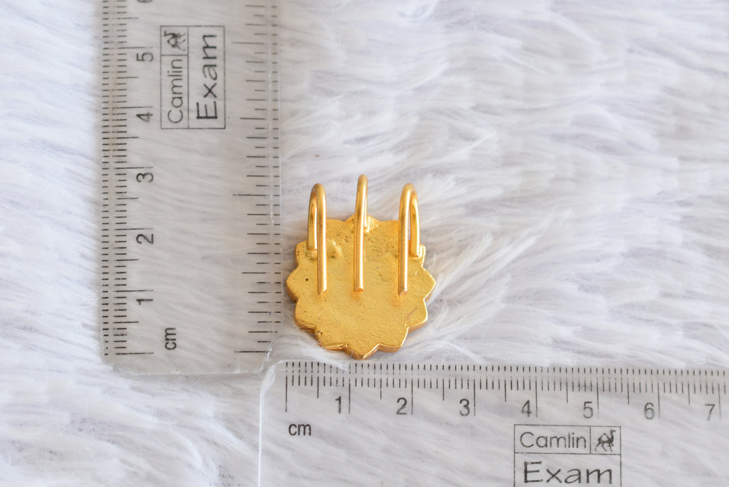 Gold tone pink-white kundan jadau flower hair jewel dj-52502