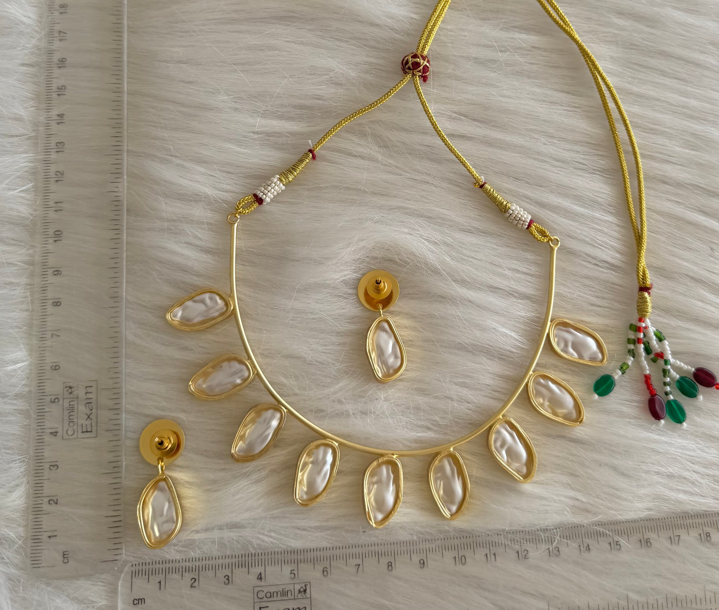 Gold tone pearl hasli necklace set dj-51248
