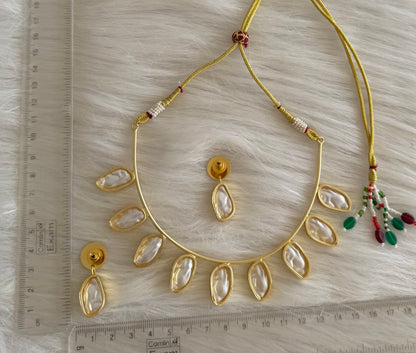 Gold tone pearl hasli necklace set dj-51248