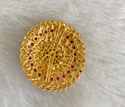 Antique gold tone kemp-green round hair jewel (rakodi) dj-53633
