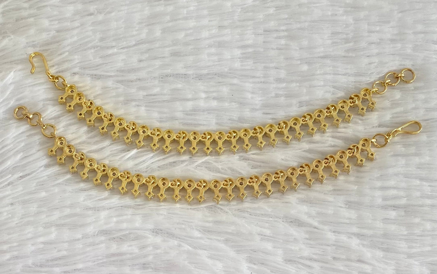 Two tone cz white stone ear side chain dj-54059