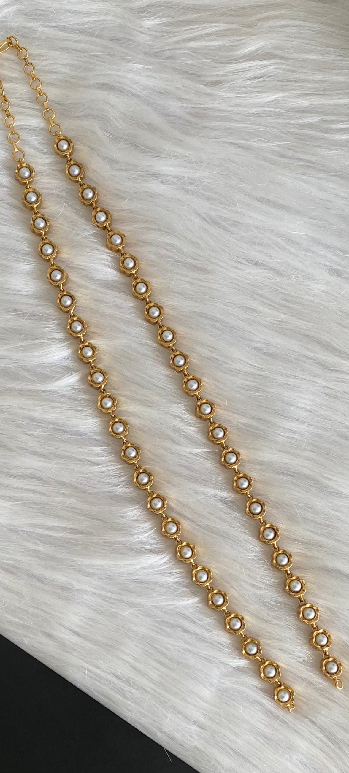Antique gold tone coral-pearl reversible chain for pendant dj-54240