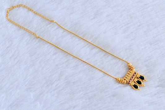 Gold tone pink-green nagapadam necklace  dj-53089