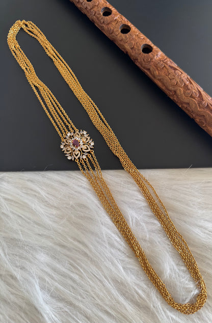 Matte finish cz kemp flower mugappu chandra haar dj-51241