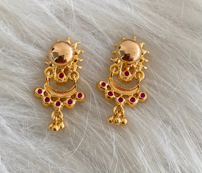Gold tone pink stone earrings dj-53873