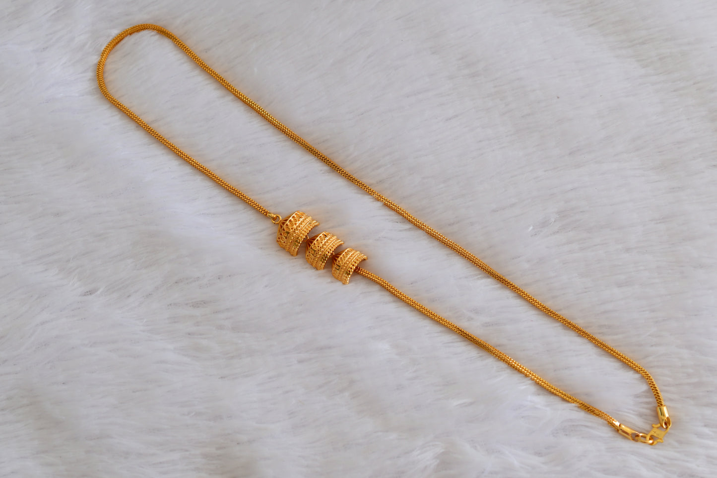 Gold tone 24 inches jhumkka style mugappu chain Dj-53314