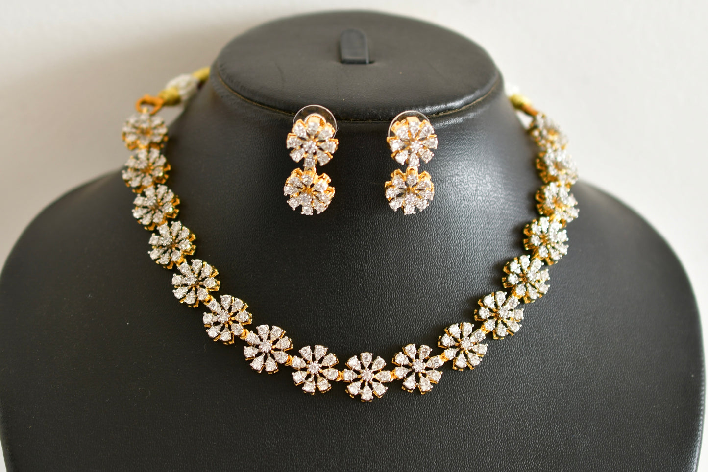 Two tone white flower necklace set dj-51976