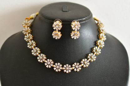 Two tone white flower necklace set dj-51976