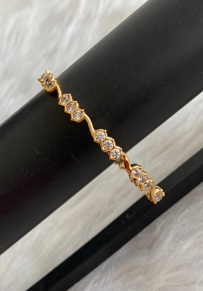 Gold tone white stone bangle(2.10) Dj-53902