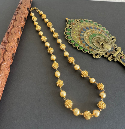 Matte finish pearl nakshi beaded necklace dj-52085