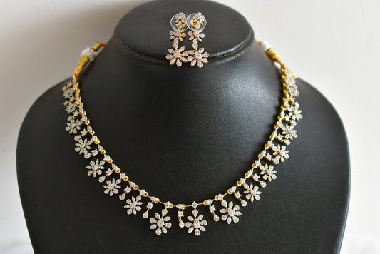 Two tone white flower necklace set dj-51973