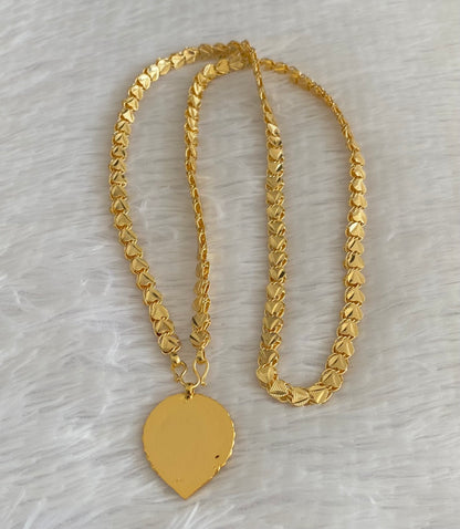 Gold tone 24 inches heart chain with om pendant dj-54383