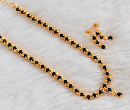 Gold tone AD black necklace set dj-53303