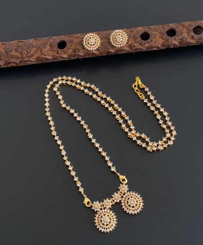 Gold tone white stone mangalyam/haar set dj-54807