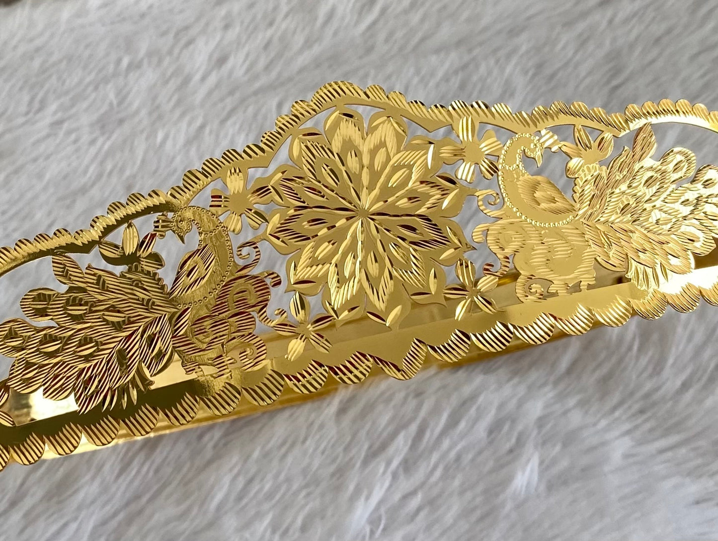 Gold tone peacock flower design adjustable waist belt dj-53468