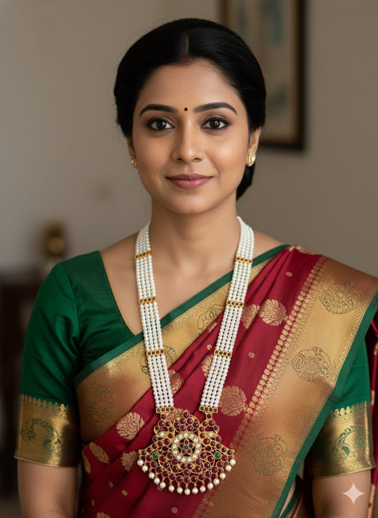 Gold tone precious kemp-green-white pearl peacock haar dj-52262