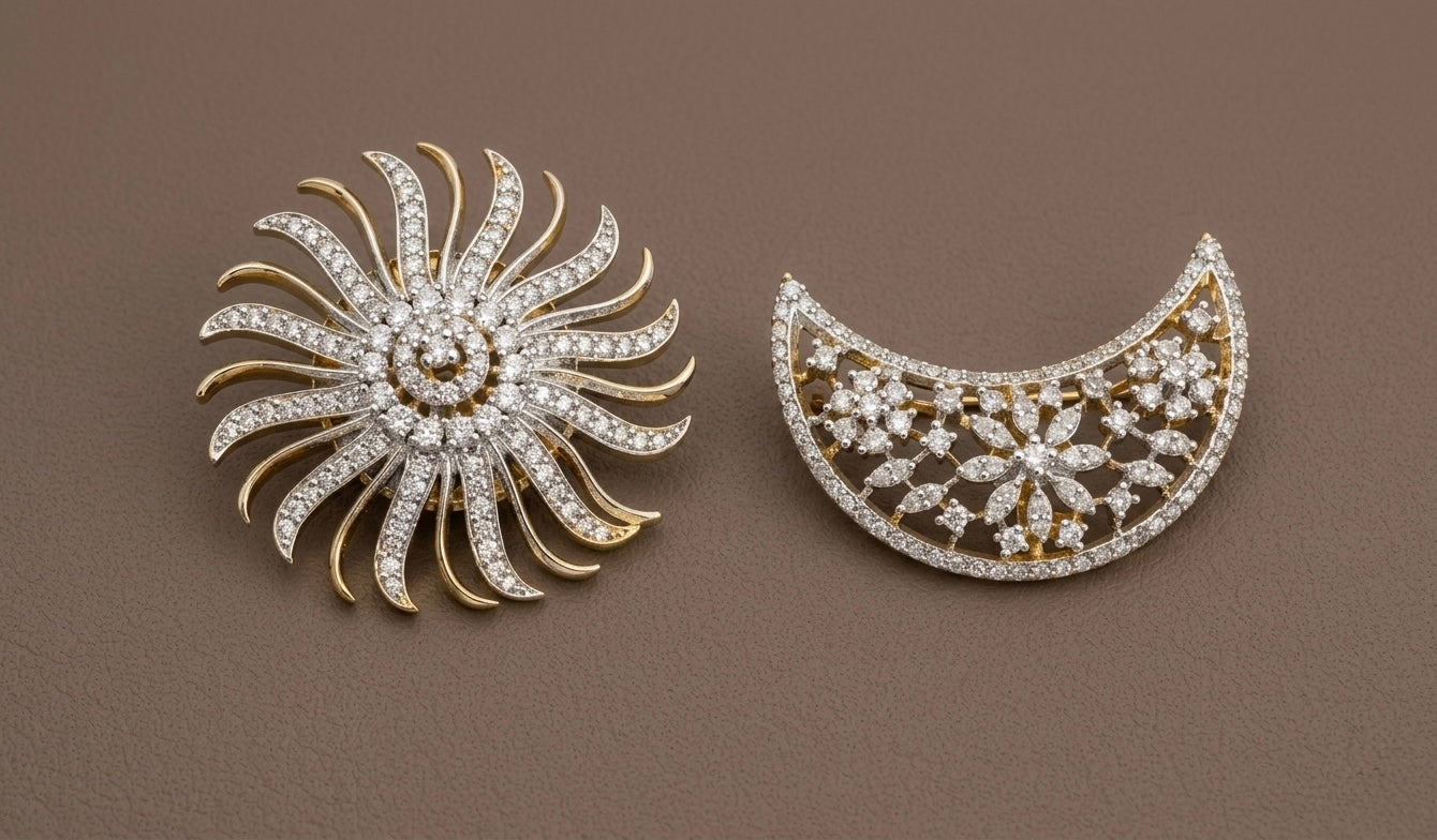 Two tone AD  flower sun moon hair jewel dj-53646