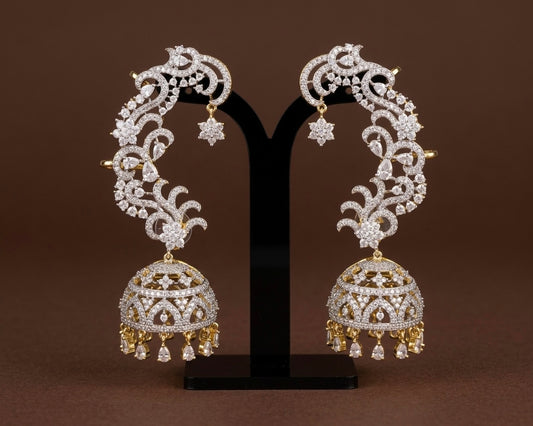 Two tone flower khanpool jhumkka dj-53578