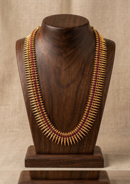 Gold tone pink stone mulla mottu kerala style haar dj-53147