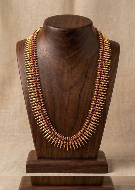 Gold tone pink stone mulla mottu kerala style haar dj-53147