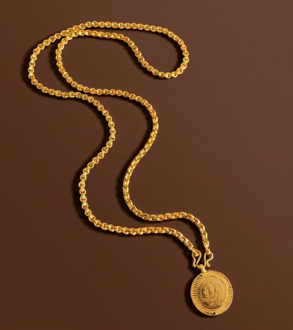 Gold tone 24 inches chain with lakshmi pendant dj-54389