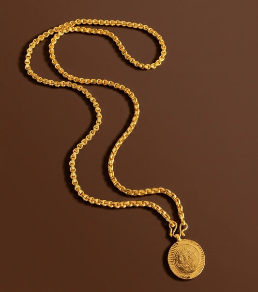 Gold tone 24 inches chain with lakshmi pendant dj-54389
