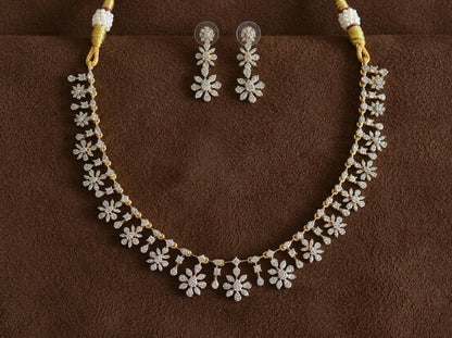 Two tone white flower necklace set dj-51973