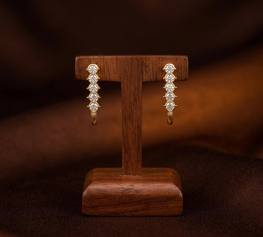 Gold tone AD white stone stud/earrings dj-53868