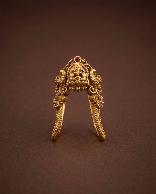 Matte finish peacock lakshmi vanki style finger ring dj-54330