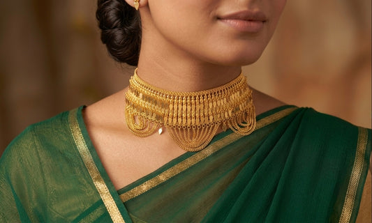 Gold tone kerala style elakka thali choker necklace dj-51322