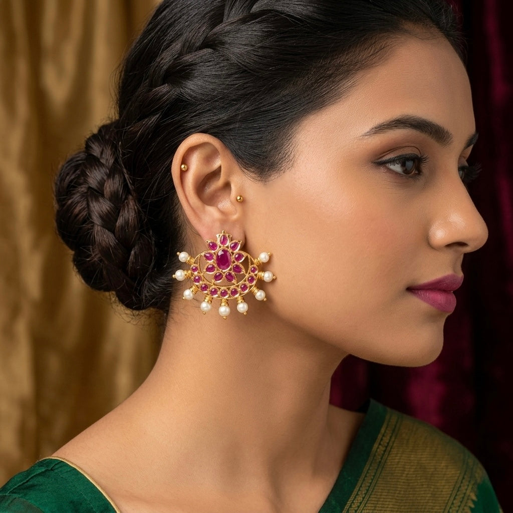 Gold tone Kemp pearl earrings DJ21079