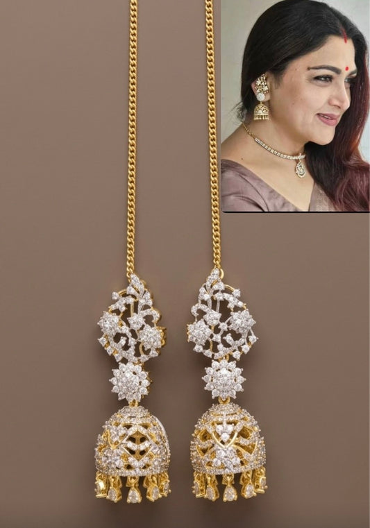 Two tone jhumkka with ear side chain dj-54660