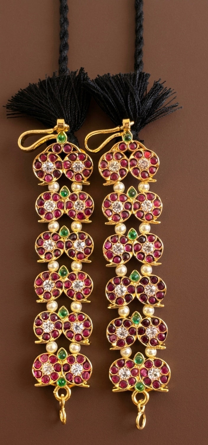 Gold tone precious kemp-green mango ear side chain dj-18468
