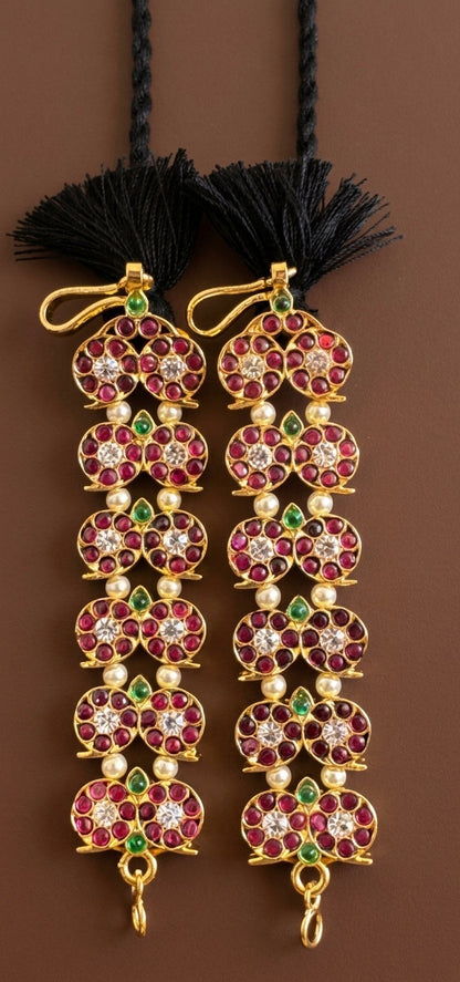 Gold tone precious kemp-green mango ear side chain dj-18468