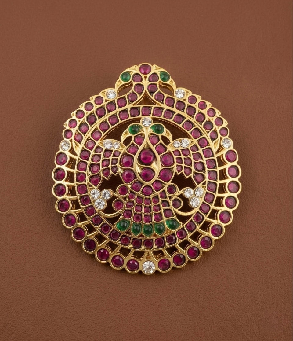 Gold tone precious kemp-white-green round ganda berunda hair jewel(rakodi)dj-53363