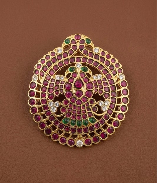 Gold tone precious kemp-white-green round ganda berunda hair jewel(rakodi)dj-53363
