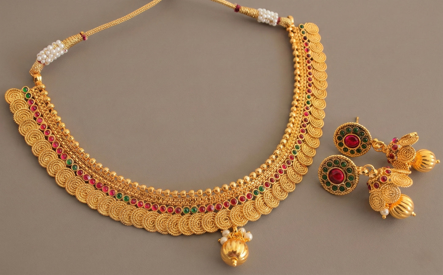 Antique gold tone Kemp-green Necklace Set-dj07617